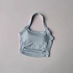 Women's Shock-Absorbing Yoga Sports Bra Neck Hanging Pleated Design Fitness Training Pilates Outdoor Vest Gathered Comfortable