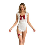Cosplay Maid Costumes Sexy Teddies Cute Bow Tie Open Bra Bodysuit Fetish Strap Tights Role Play Uniform Hollow Backless Lingerie