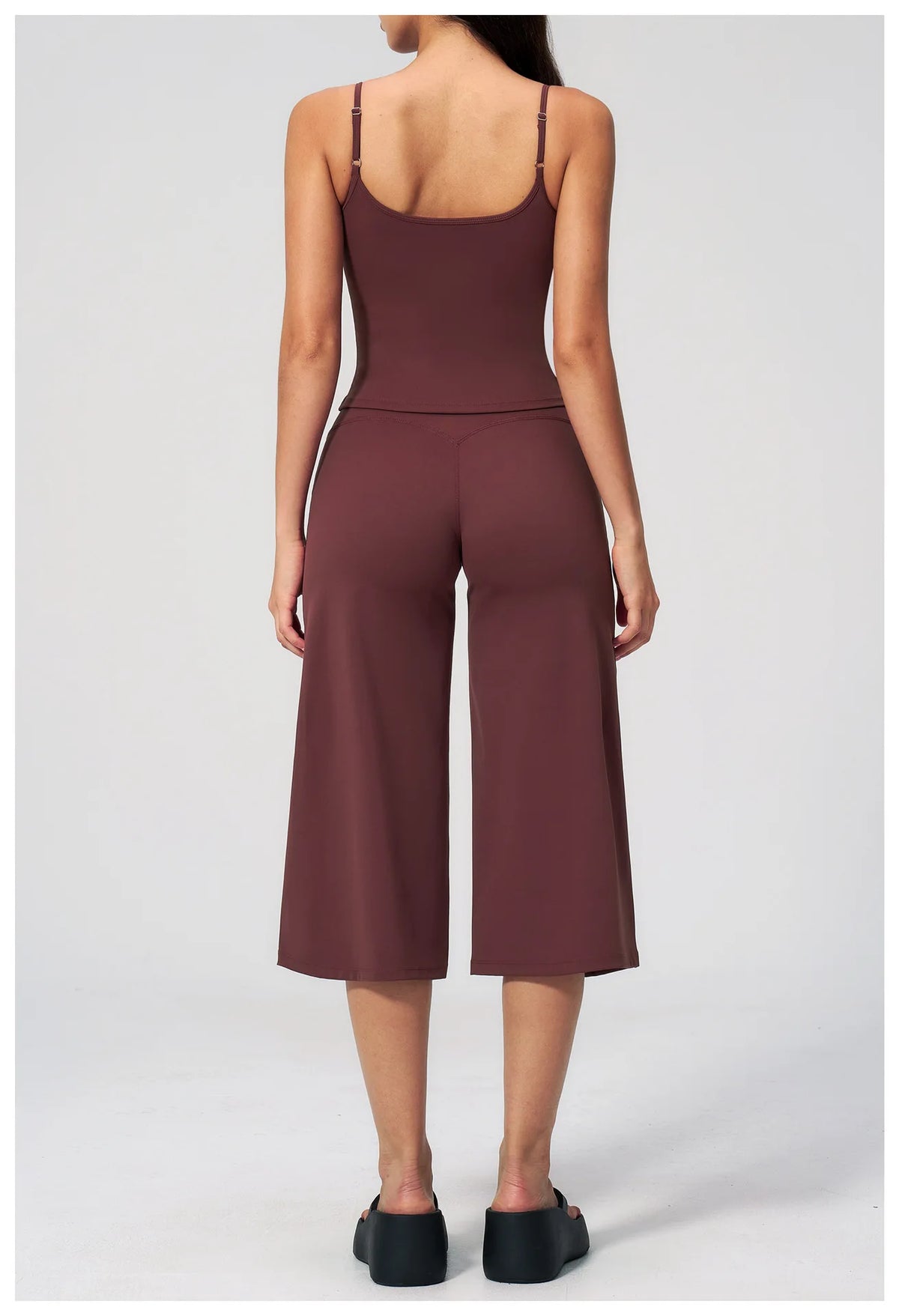 Gym Workout Yoga Sets Women Square Neck Slimming Sports Tank Top Fitness Gym Suit Outdoor High Waist Flare Pants Two-piece Set