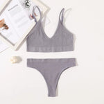 Women Seamless Bra Set Push Up Bras V-neck Tops High Rise Briefs Seamless Underwear Wire Free Brassiere Sexy Lingerie Set
