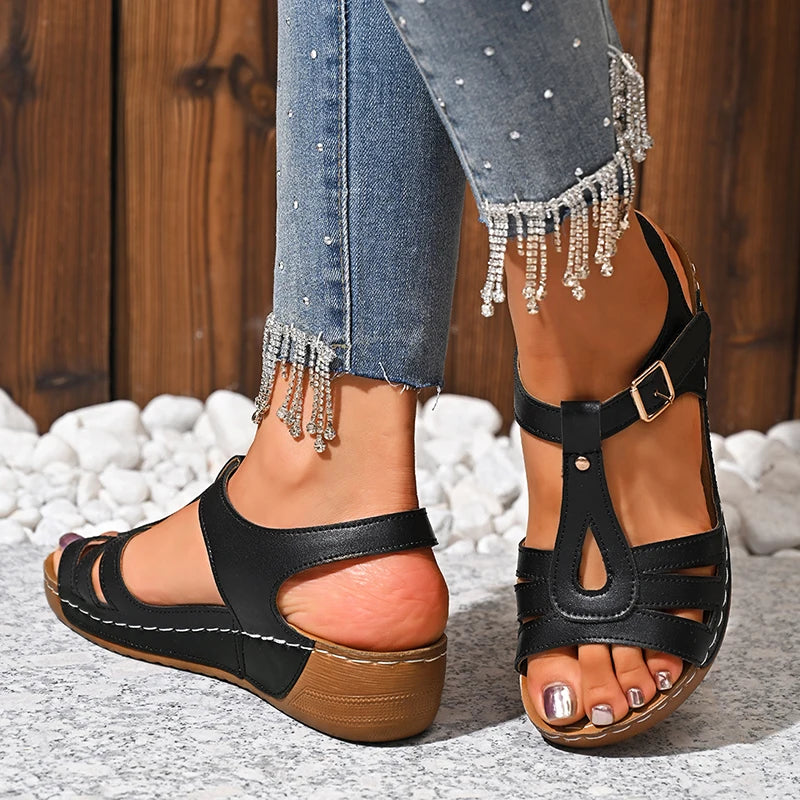 2025 Summer Women Wedge Sandals Lightweight Ankle Buckle Platform Gladiator Sandals Woman Peep Toe Non Slip Beach Sandles 36-43