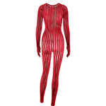 FDYOUI Sexy See-through Bodysuit Women's Long Sleeve Night Club Overalls Black Streetwear Lady Chic One Piece Party Jumpsuits