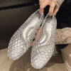 Women Crystal Jelly Shoes Girls Fashion Summer Flats Sandals V-mouth Slip-on Style Soft Sole Girls Daily Walking Driving Flats
