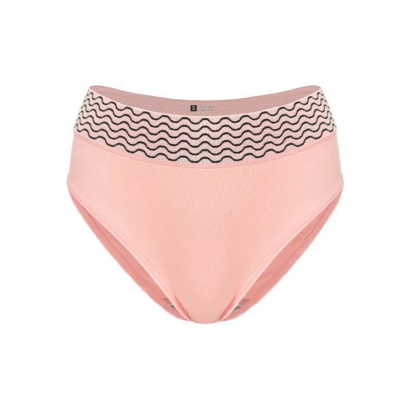 Women's Seamless Butt Lifting Panties Color Block Wave Trim Mid Rise Briefs Soft Comfortable Breathable Intimate Daily Underwear
