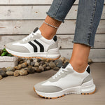 2026 Spring Stripe Thick Sole Sneakers Women Comfortable Anti Slip Platform Sport Sneakers Woman Casual Lace Up Running Shoes