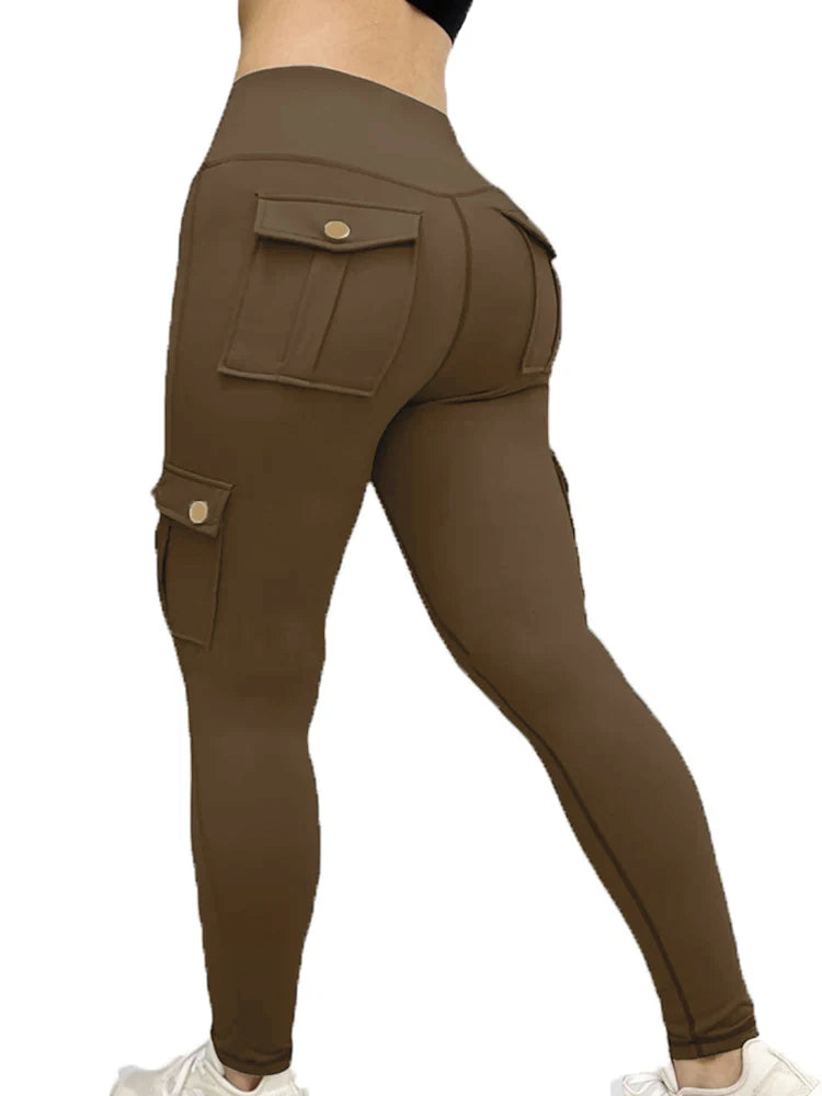 Pockets Gym Leggings Women High Waist Fashion Fitness Pants Skinny Stretch Outdoors Comfortable SportLeggings