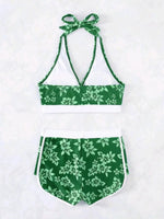 2026 Halter Sporty Bikinis Printed Swimsuit Women High Waist Shorts Swimwear Female Bathers Bathing Swimming Swim Suit Beachwear
