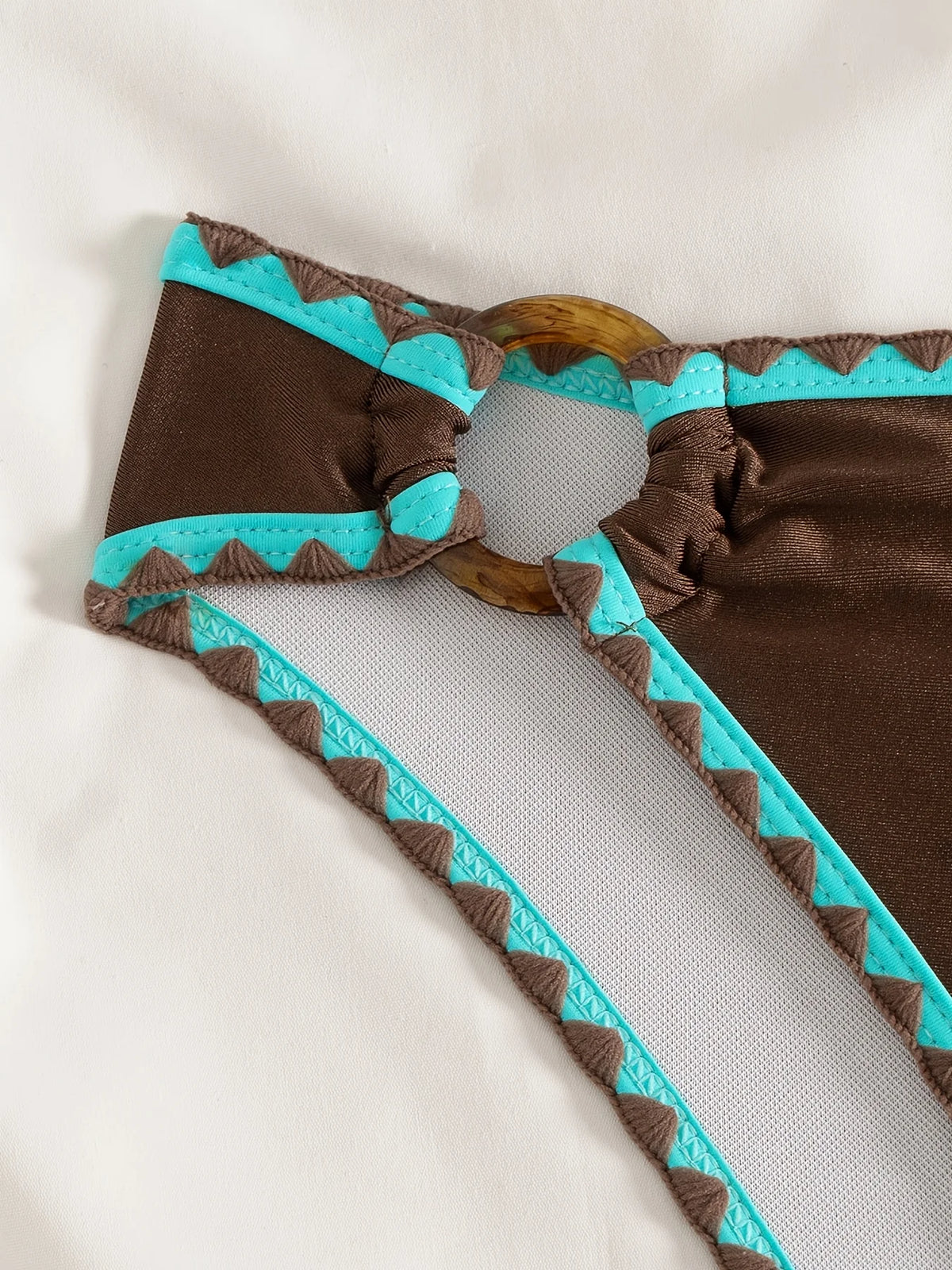 ZTVitality Sexy Coffee Color Patchwork Two-Piece Bikinis 2026 Women's Push Up Halter Bandage Swimsuit Holiday Swimwear Biquini