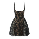 Women's Fashion Casual Sleeveless Lace Trimmed Dress Backless Deep V Suspenders Sleeveless Dress For Woman Charming Elegant D884