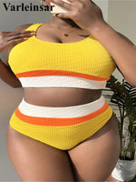 0XL - 4XL Splicing Bikini Large Size Swimwear Plus Size Women Swimsuit Female Two-Pieces Bikini Set Bather Bathing Suit V4755Y