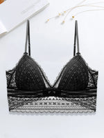 Low Back Bra for Women Deep V Low Cut Backless Bralette floral triangle wire free bralette French underwear