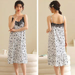 Summer Pajamas Lace Sling Camisolas Night Dress Plus Size Modal Lingerie Sleep Dress for Women Nightgown Retro Sexy Dress