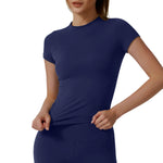 Women Yoga Tops Breathable Stretch Sports Shirt Slim Fit Workout Gym Running Fitness Athletic Blouse
