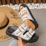 2026 New Flowers Embroidery Platform Slippers Women Fashion Denim Thick Bottom Sandles Woman Plus Size 43 Non Slip Beach Sandals