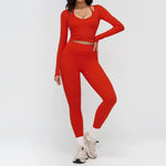 2 Pieces Sportswear Women Yoga Set Gym Clothes Fitness Set Outfit Outdoor Long-Sleeved Shirt Tracksuits Sports Bra Gym Leggings