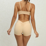Yoga Jumpsuit Seamless Sports Jumpsuit Set Woman Gym Short Sets Backless Fitness Suit Elastic Workout Clothes for Women Bodysuit