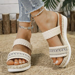 Bohemia Style Wedge Heel Sandals Women 2025 Summer Woven Platform Slippers Woman Lightweight Non Slip Thick Sole Casual Sandles