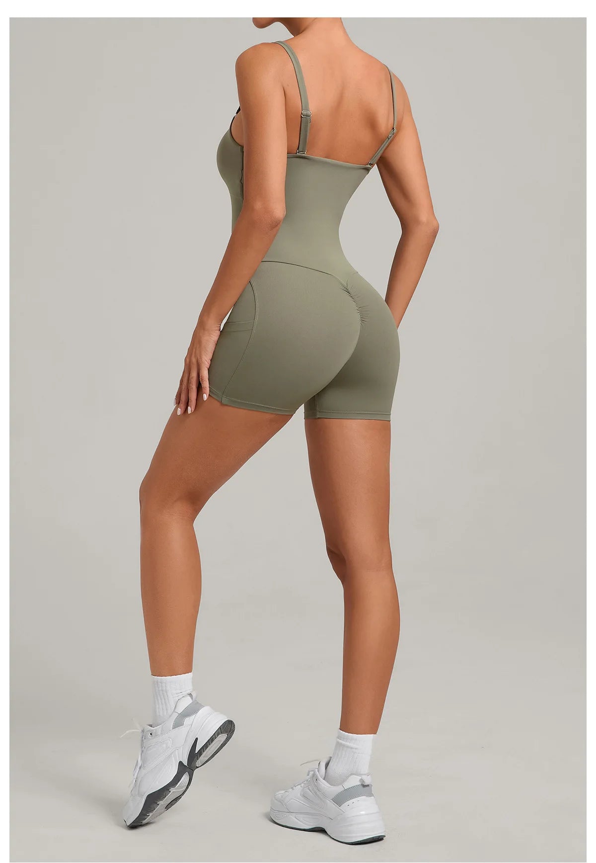 Outdoor Backless Yoga One Piece Suit Women Multiple Wearing Methods Sleeveless Slim Fit Pocket Stretch Sports Fitness Jumpsuit