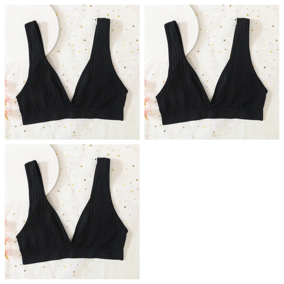 3pcs/lot Seamless Bra Push Up Bras For Women Deep V-neck Bralette Sexy Lingerie Female Low Back Sleep Underwear Unlined Crop Top