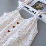 Women's 100% Cotton Crepe Gauze Nightgown Floral Sleeveless Spaghetti Strap Knee-Length Summer Home Sleep Dress M-XL