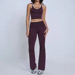 Tight Naked Yoga Shorts Suit Women Double Strap Sports Bra High Waist Flare Leggings Fitness Suit Gym Running Workout Clothes