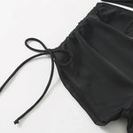 Black Drawstring Swimwear Bikinis Sets Mujer 2026 Crop Top Shorts Bottom Swimsuit Women Sexy Bathing Suit Beachwear Bikini Swim