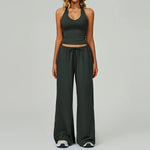 New Women Yoga Set 2/3 Pieces Long sleeves Workout Tracksuit Sportswear Gym Clothing Wide-leg sport pants Fitness Sports Suit