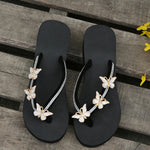 Luxury Crystal Butterfly Wedge Heel Flip Flops Women Fashion Clip Toe Thick Bottom Slippers Woman Summer Beach Non Slip Slides