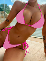 Zebra Print Halter micro Bikini 2025 women Bandeau String Swimsuit Female swimwear Neon Shiny bikini set Leopard Bathing Suit