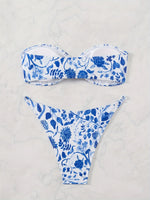 ZTVitality Sexy Print Bikini Set 2024 New Arrival Padded Bra Bandage Strapless Swimsuit Women Swimwear Summer Beachwear Biquini