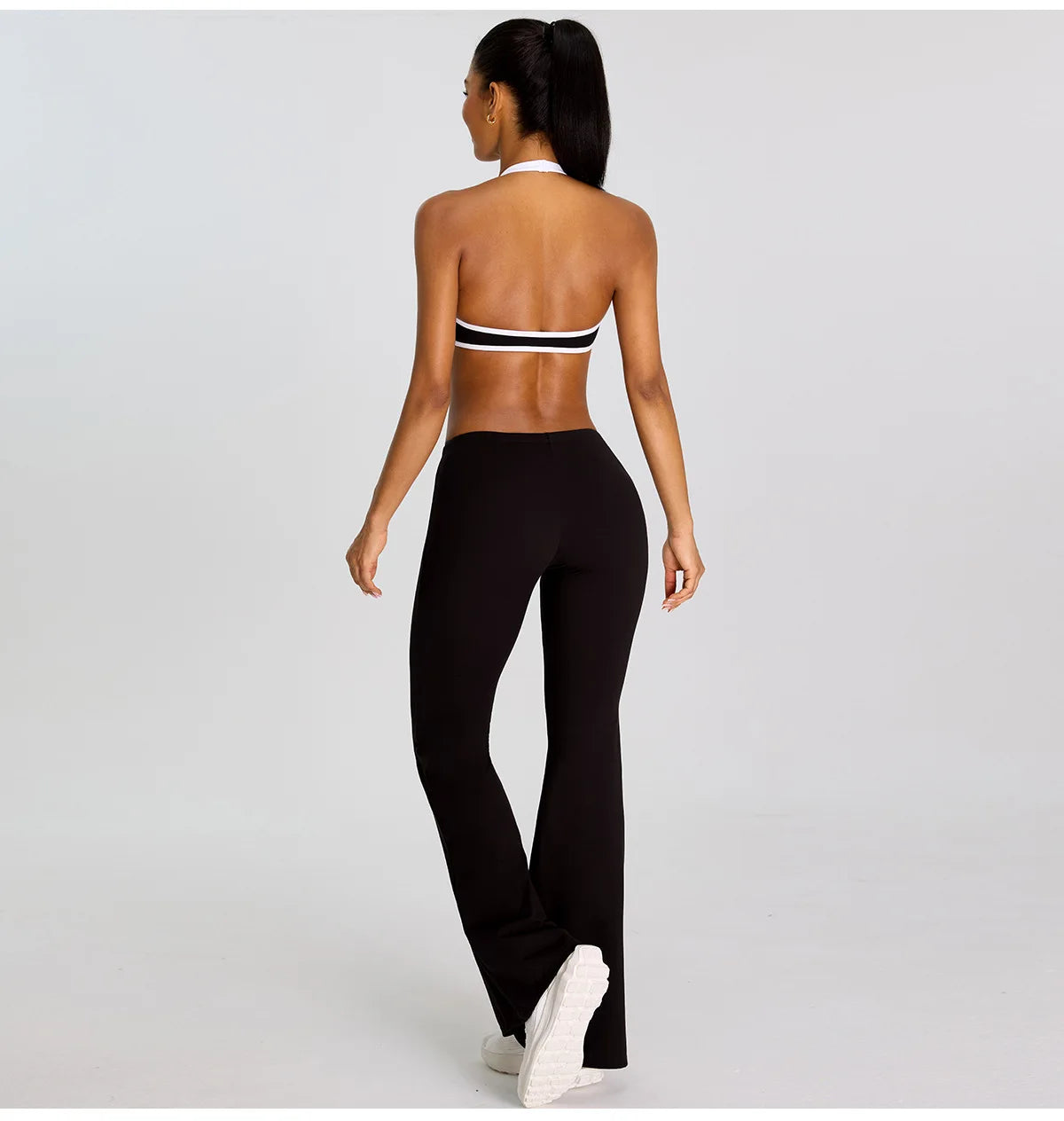 Breathable Yoga Suit for Women Color Contrast Shockproof Sports Bra Drawstring High Waist Pants Gym Running Fitness Suits