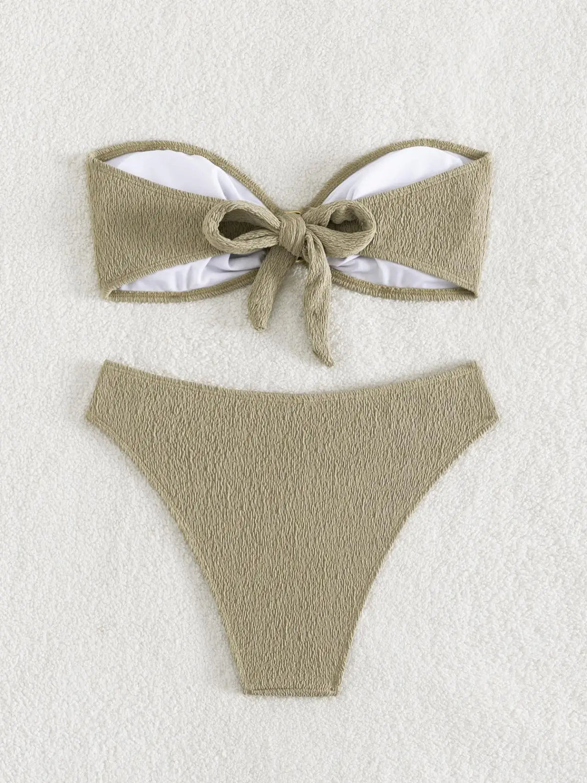 Sexy Bandeau Bikinis Sets Women Metal Ring Linked Push Up Micro Swimsuit 2025 Solid Bathing Suit Thong Swimwear Trajes De Baño