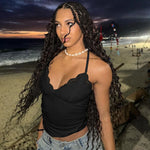 FDYOUI Woman Clothing Lace Patchhwork Camisoles Top Y2K Streetwear Sexy Halter Neck Bandage Cropped T-shirt Female Corset Tops