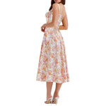 Sexy Low Cut Spaghetti Strap Maxi Dresses For Women Color Flower Printed Chest Wrap Bowknot Leace-up Long Dress Elegant Vestidos