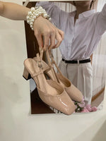 Summer Closed Toe Sandals Buckle Strap Summer Heels Mary Jane Thick Heels French Shallow Lolita Sandals OL Dress Shoes New 2026