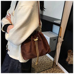 2026 Soft Commuting Crossbody Bags Faux Suede Sewing Hot Sale Bags for WomenThread Solid Color String Women's Handbags