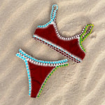 Crochet Bikini 2025 Bandeau Biquini Women Sexy Swimsuit Female Push Up Swimwear Solid Patchwork Bathing Suit Handhook Beachwear