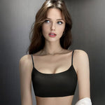 Women's Satin Bra No Underwire Seamless Bralette with Adjustable Spaghetti Strap Soft Wireless Support Padded Bra
