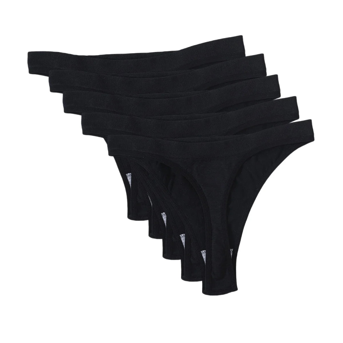 5Pcs/Set Women Brazilian Panties High Waist Thongs G-string Female Underpants Solid Color T-back Underwear Sexy Lingerie M-XL