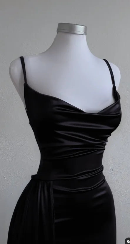 Y2k Hot Girls Pleated Spaghetti Strap Dresses Women Solid Color Sexy Backless Package Hip Slim Slit Long Dress Female Streetwear