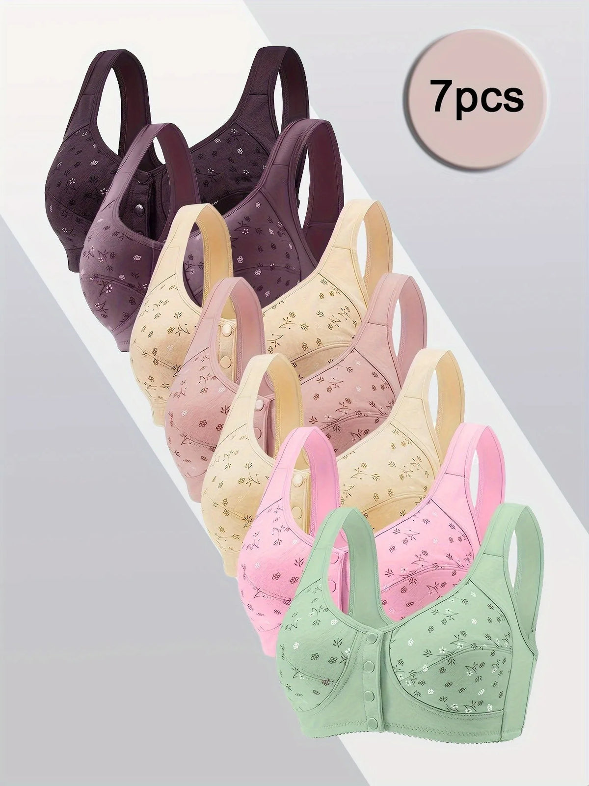 7pcs Elegant Lace Push Up Seamless Bras for Women Large Plus Size Breathable Lingerie,All-Day Wear for Breasts Brassiere Femme
