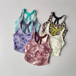 Women's Elegant Printed Yoga Sports Vest Shock Resistant Fitness Outerwear Beautiful Back Cross Shaped Design