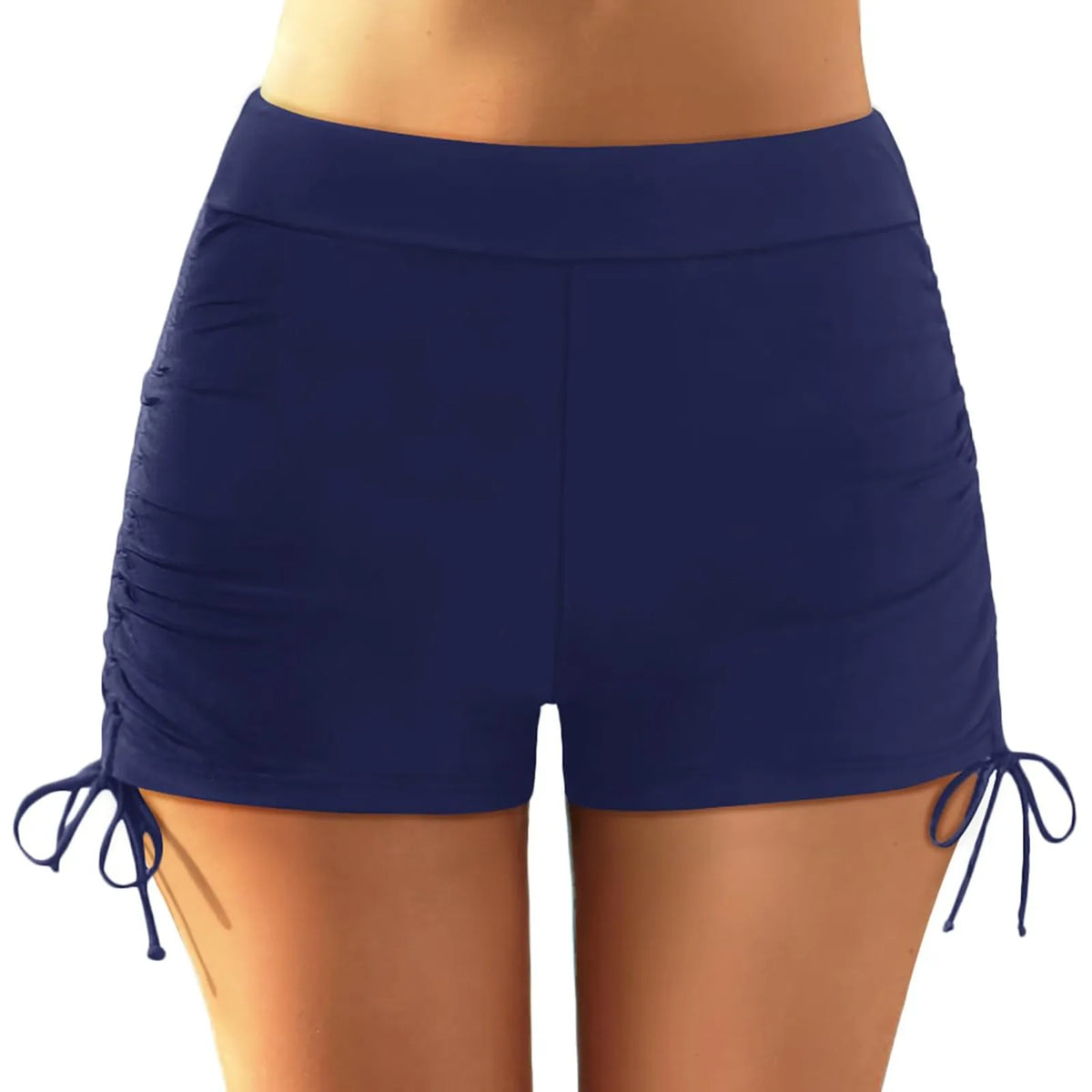 Beach Bathing Suit Women High Waist Bikini Bottoms Swim Briefs Drawstring Beach Shorts Solid Leopard Bikini Ruched Swim Bottoms