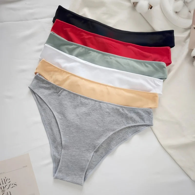3Pcs/Set Women Cotton Bikini Briefs Skin-Friendly Low Rise Underwear Seamless Edge Soft Stretch Daily Ladies Panties M-XXL