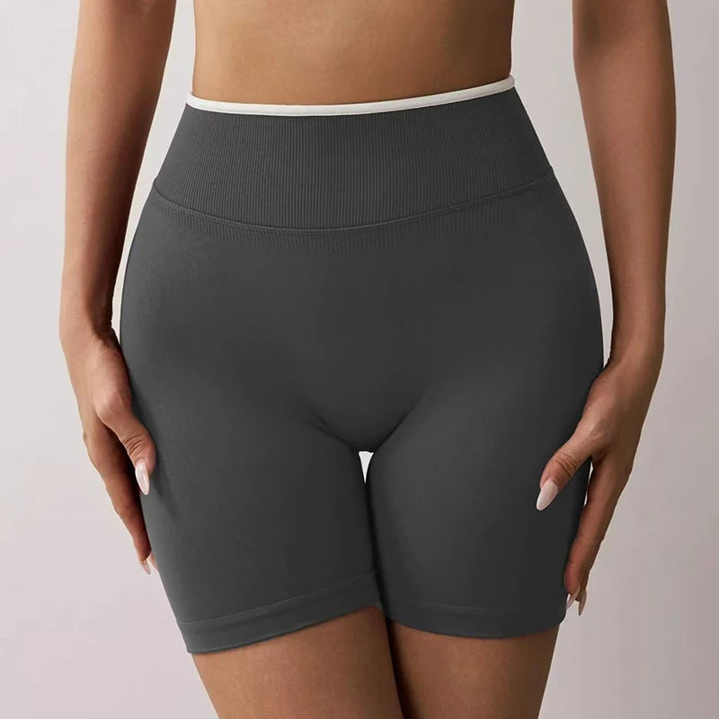 Women's High-Waisted Seamless Yoga Sports Shorts Hip-Lifting Knitted Peach Pants Summer Training Fitness Wear