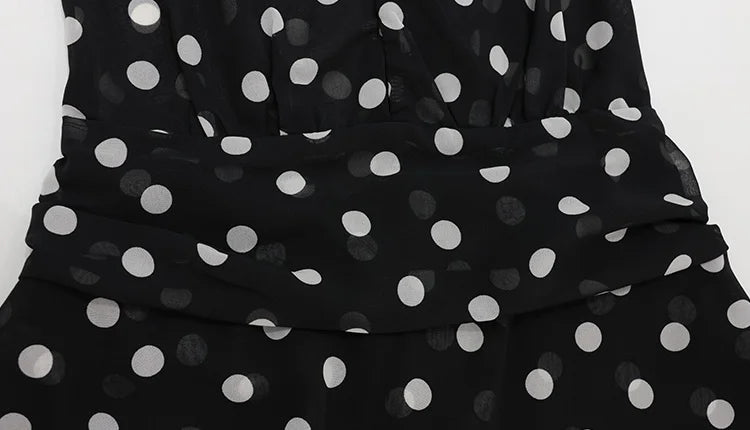 Ahagaga Fashion Maxi Dresses Women Sexy Halter Neck Hollow Out High Split Polka Dot Print Elegant Party Vacation Beach Vestidos