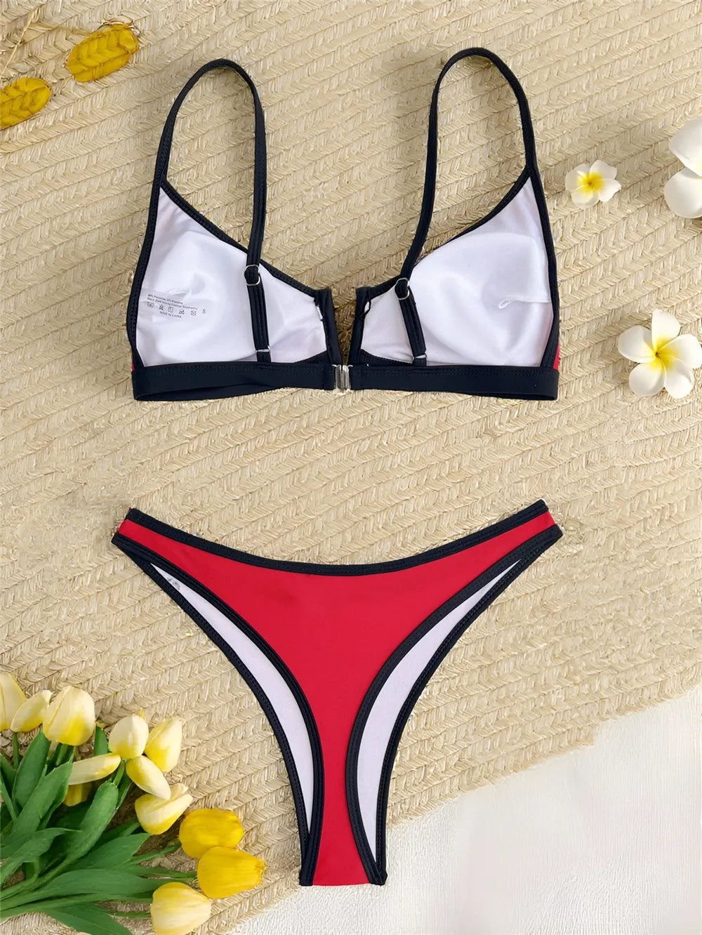 Sexy Black Bikinis Sets Pink Edge Swimwear V Neck Swimsuit Woman 2026 Micro Thong High Cut Bathing Suit Bikinis De Mujer Biquini