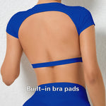 Hearuisavy Summer Customizable Sports Shirts Workout Sportswear Backless Yoga Clothing Chest Pads Sport Crop Tops Gym Top Women