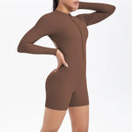 Women's Yoga Jumpsuits Sports Fitness Backless Half Zipper Peach Hip-Lifting Naked Feel Gym Running Workout One-Piece Bodysuits