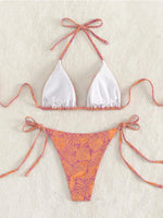 Sexy String Bikini 2024 Two Pieces Print Swimsuit Female Swimwear Women Thong Bikinis Set Bather Beachwear Bathing Suit Pool